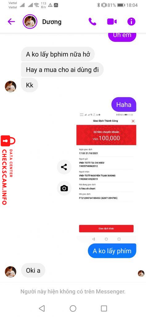 Evidência contra Nguyễn Tuấn Dương