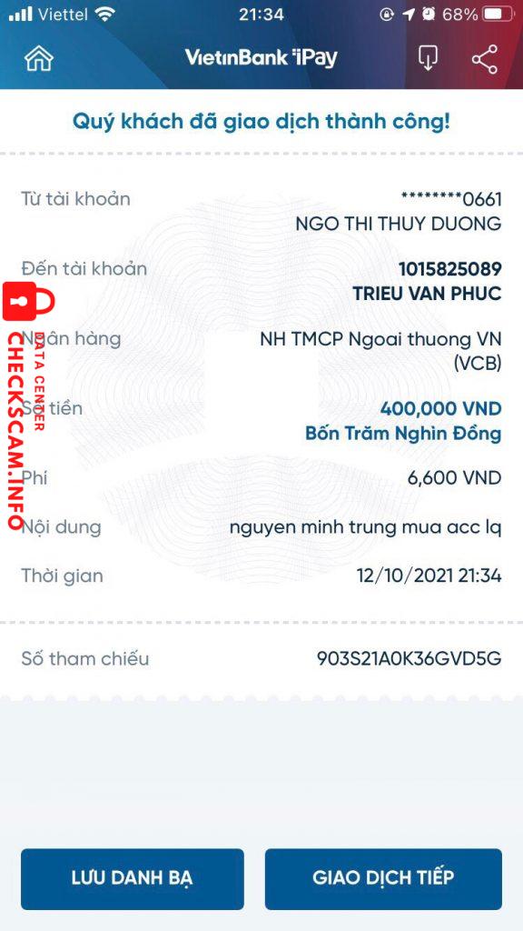 Evidência contra Trieu Van Phuc