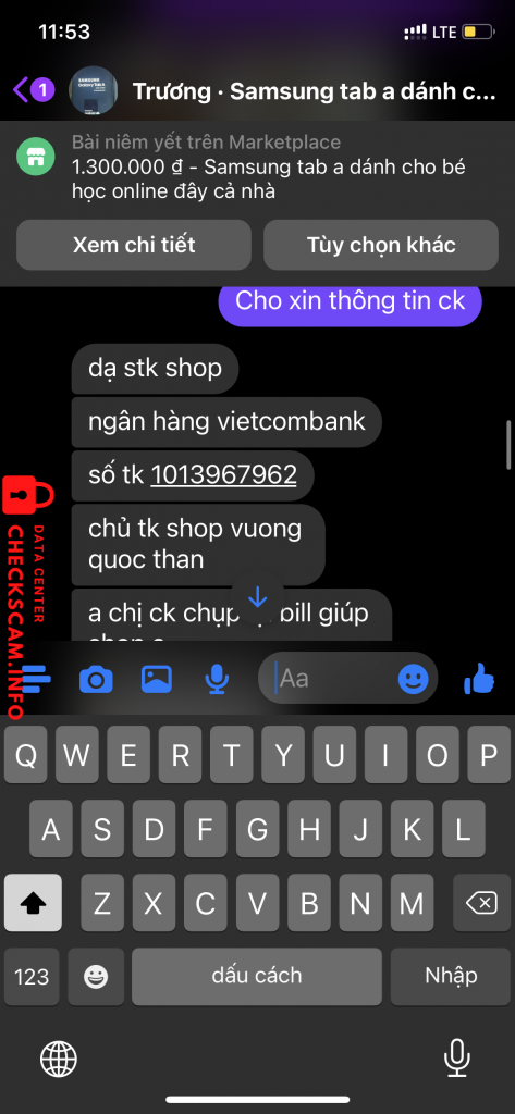 Evidência contra Vương Quốc Thân
