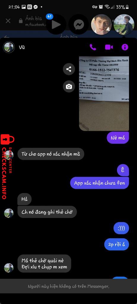 Evidência contra Phạm Hoàng Vũ