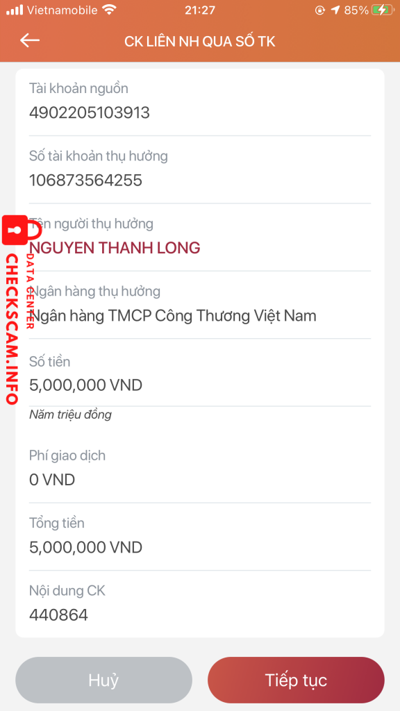 Evidência contra Nguyễn Thành Long