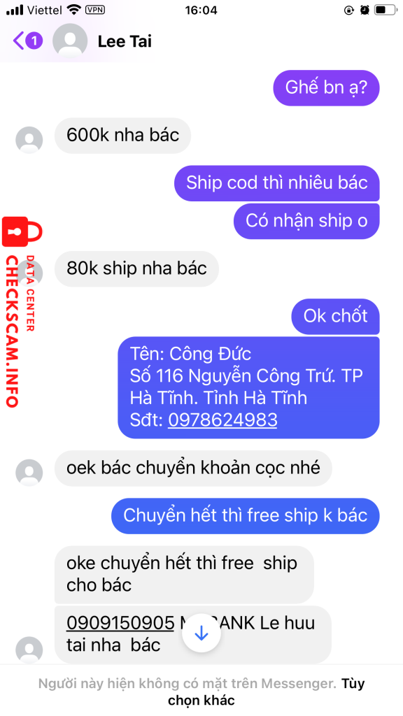 Evidência contra Lê Hữu Tài