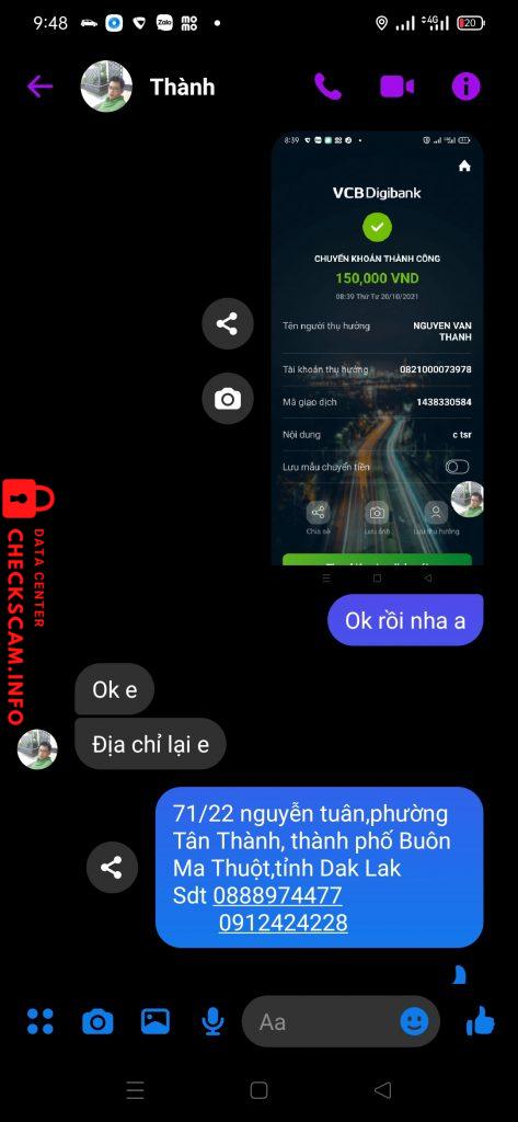 Evidência contra Nguyễn Văn Thành