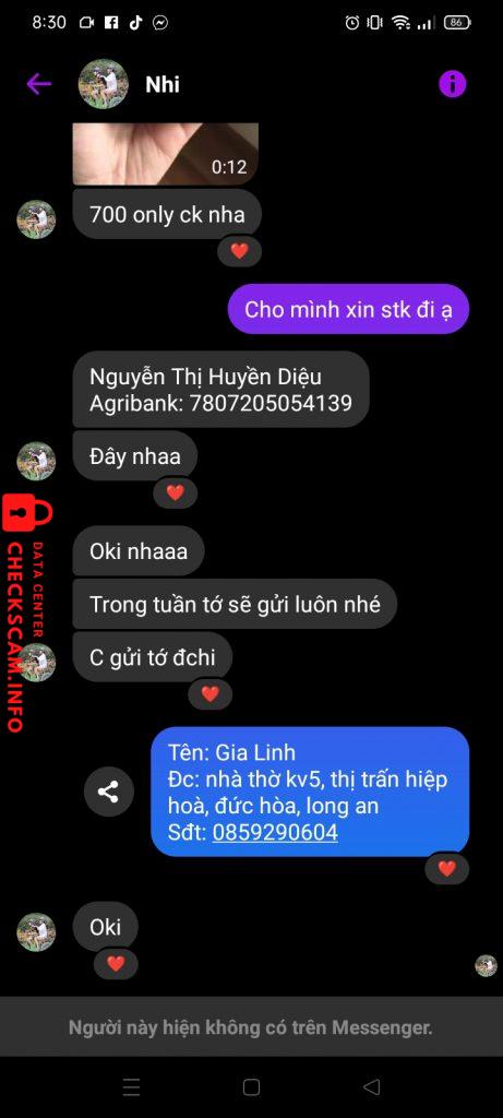 Evidência contra Nguyễn Thị Huyền Diệu