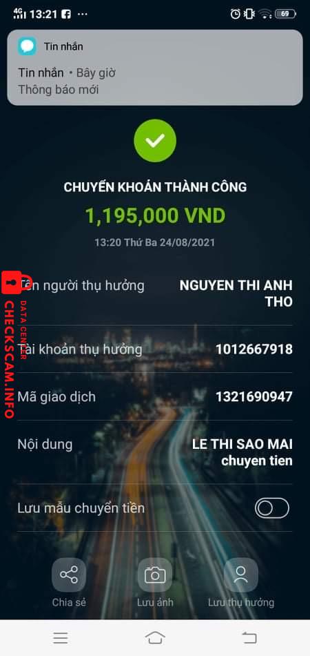 Evidência contra Nguyen Thi Anh Tho
