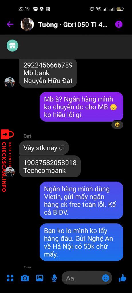 Evidência contra Nguyễn Hữu Đạt