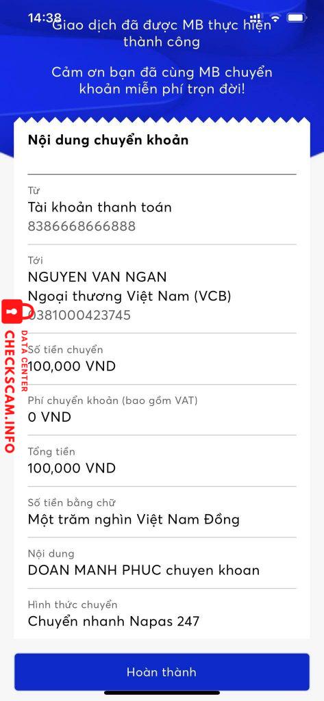 Evidência contra Nguyen Van Ngan