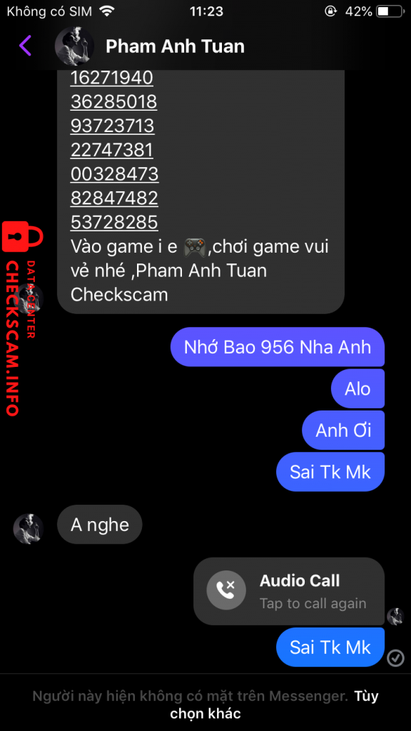 Evidência contra Pham Anh Tuan