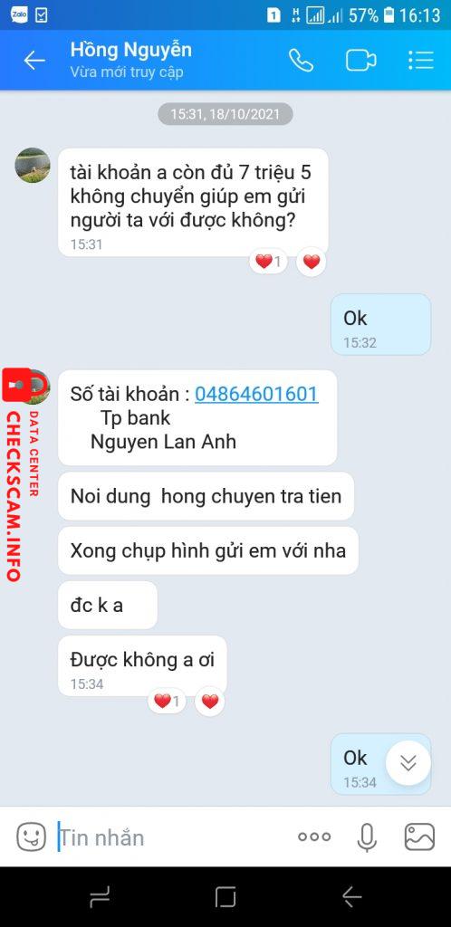 Evidência contra Nguyen Lan Anh
