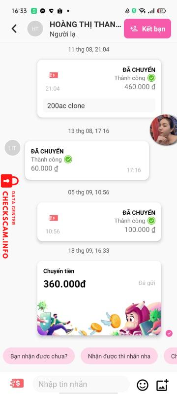 Evidência contra Thanh Thảo