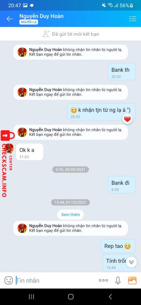 Evidência contra Nguyễn Duy Hoàn