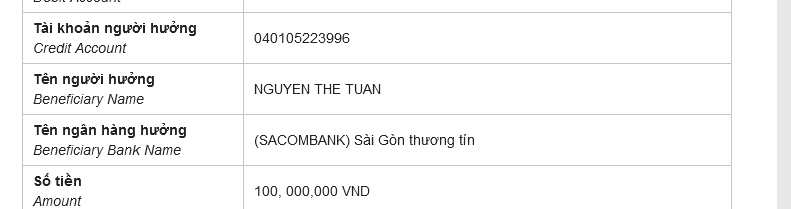 Bukti melawan Nguyen The Tuan
