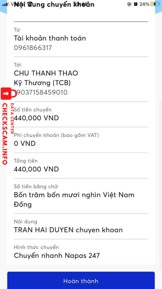 Αποδεικτικά στοιχεία κατά Chu Thanh Thảo