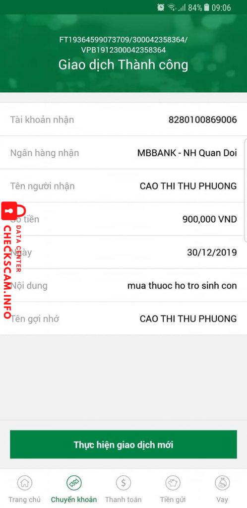 Αποδεικτικά στοιχεία κατά Cao Thi Thu Phuong