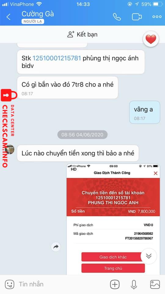 Αποδεικτικά στοιχεία κατά Phùng Thị Ngọc Anh