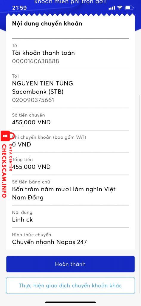 Αποδεικτικά στοιχεία κατά Nguyen Tien Tung