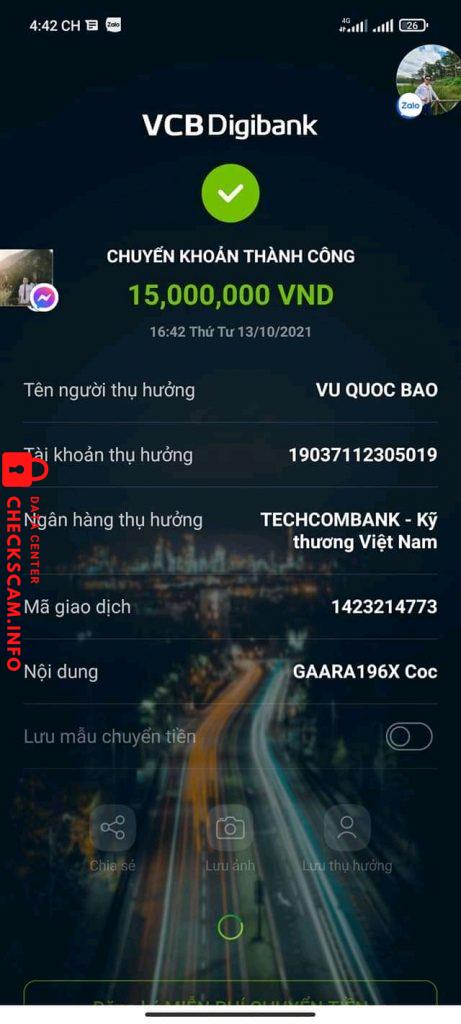 Αποδεικτικά στοιχεία κατά Vũ Quốc Bảo