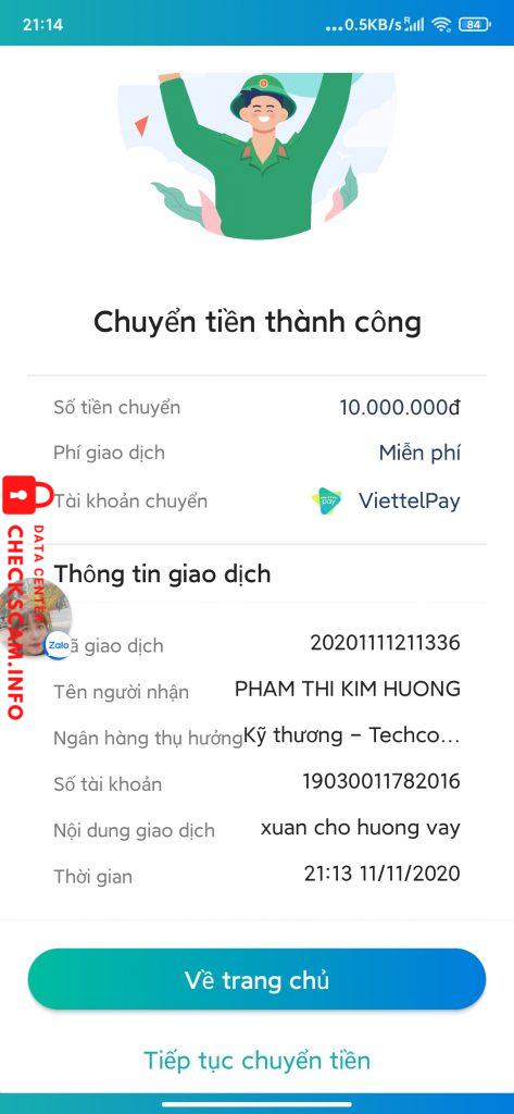 Evidence against Pham Thi Kim Huong