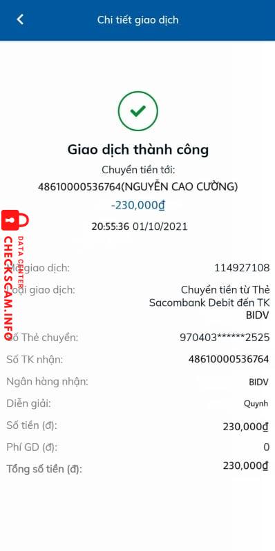 Evidence against Nguyễn Cao Cường