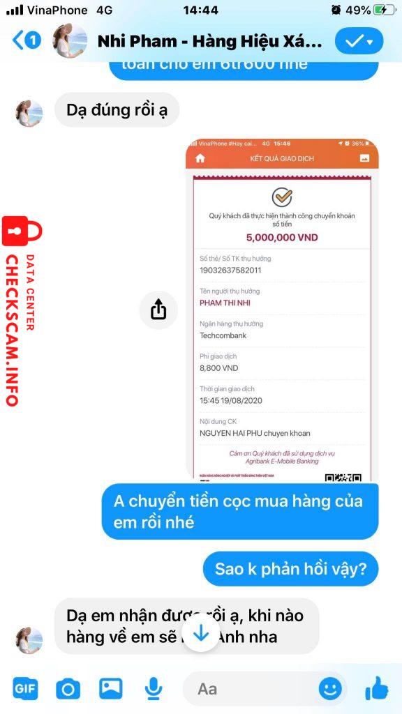 Evidence against Phạm Thị Nhi
