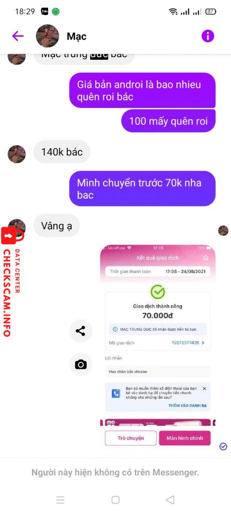 หลักฐานที่เป็นโทษต่อ Mạc Trung Đức