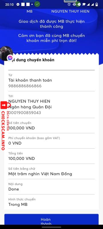 対する証拠 Nguyen Thuy Hien