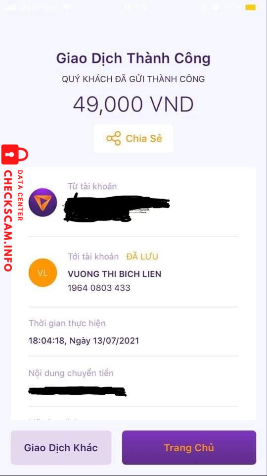 対する証拠 Vuon Thi Bich Lien