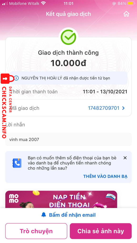 対する証拠 Nguyễn Thị Hoài Lý
