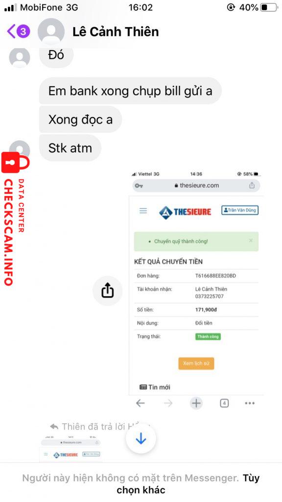 対する証拠 Lê Cảnh Thiên
