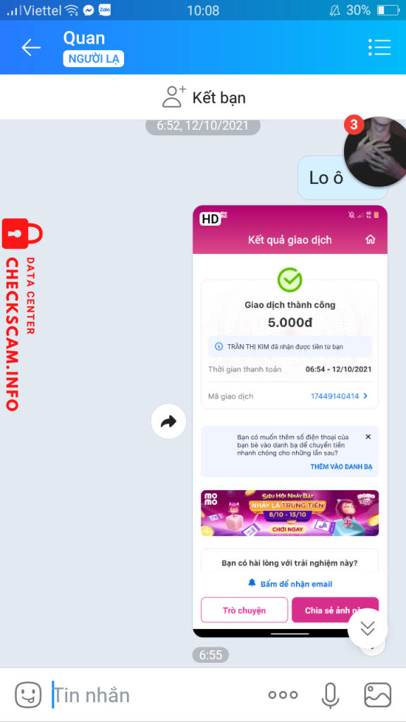 Evidence against Tran Thi Kim (Van Quan)