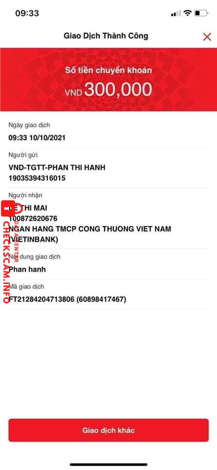Evidence against Lê Thị mai