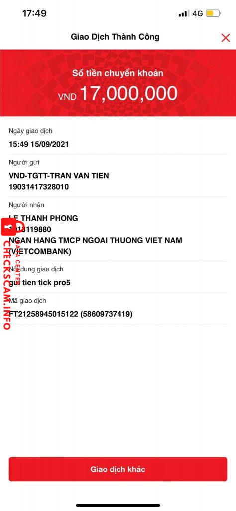 Αποδεικτικά στοιχεία κατά Lê Thanh Phong