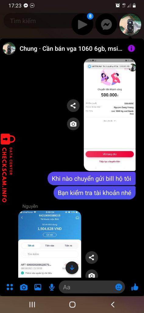 Αποδεικτικά στοιχεία κατά Nguyen Dang Hoang