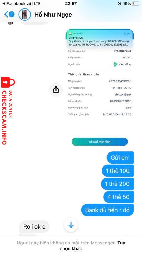 Evidence against Ha Thi Huong