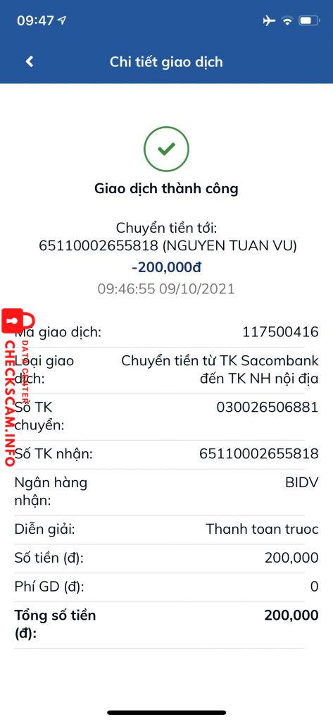 Evidence against Nguyen Tuan Vu
