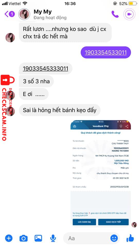 Αποδεικτικά στοιχεία κατά Huong Thi Hanh