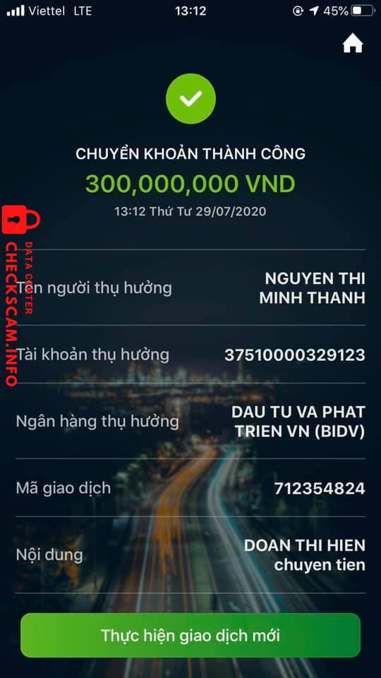 Evidência contra Nguyễn Thị Minh Thanh