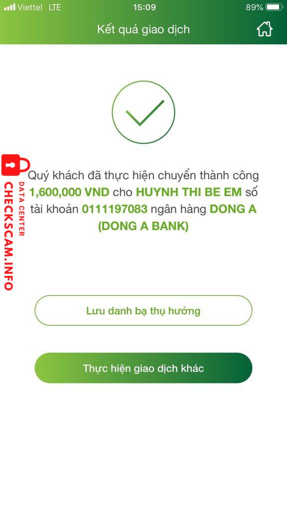 Evidência contra Huynh Thi Be Em