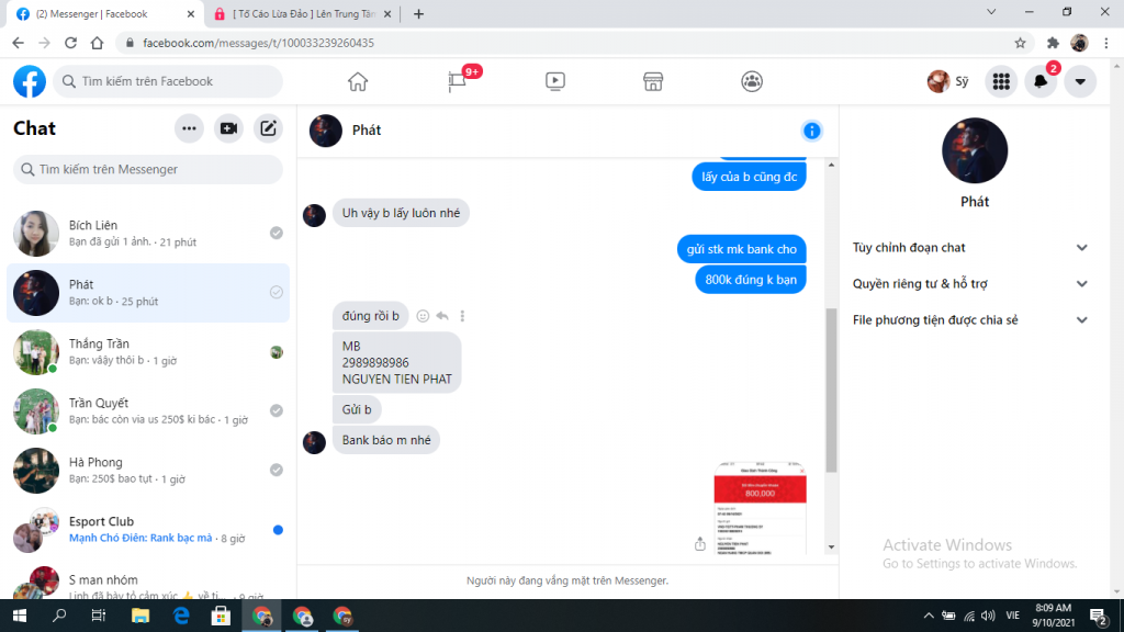 Evidência contra Nguyen Tien Phat