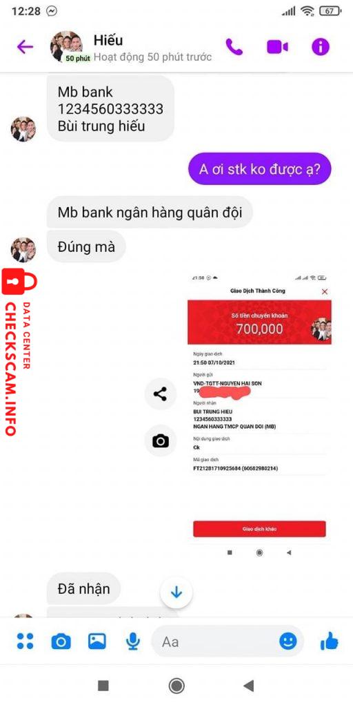 Evidência contra Bùi Trung Hiếu