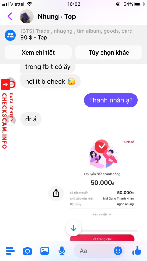 Evidência contra Mai Dang Thanh Nhan