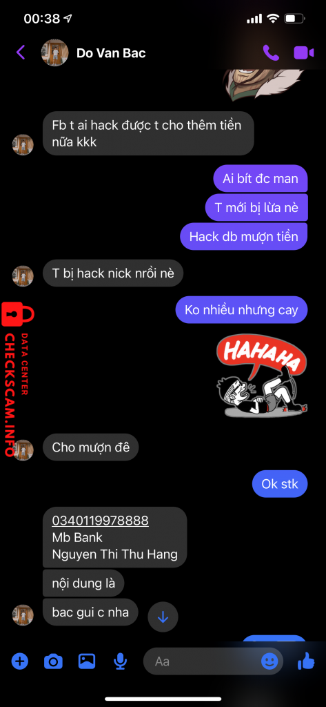 Evidencia contra Nguyen Thi Thu Hang