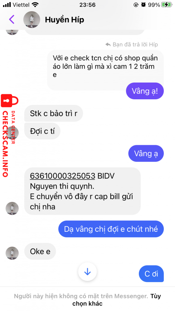 Evidencia contra Nguyen Thi Quynh
