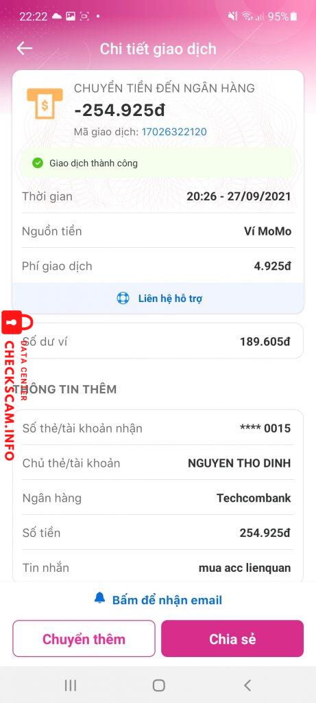 Evidencia contra Nguyễn Thọ Dinh