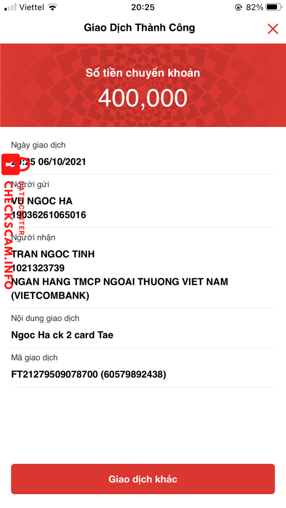 หลักฐานที่เป็นโทษต่อ Trần Ngọc Tính