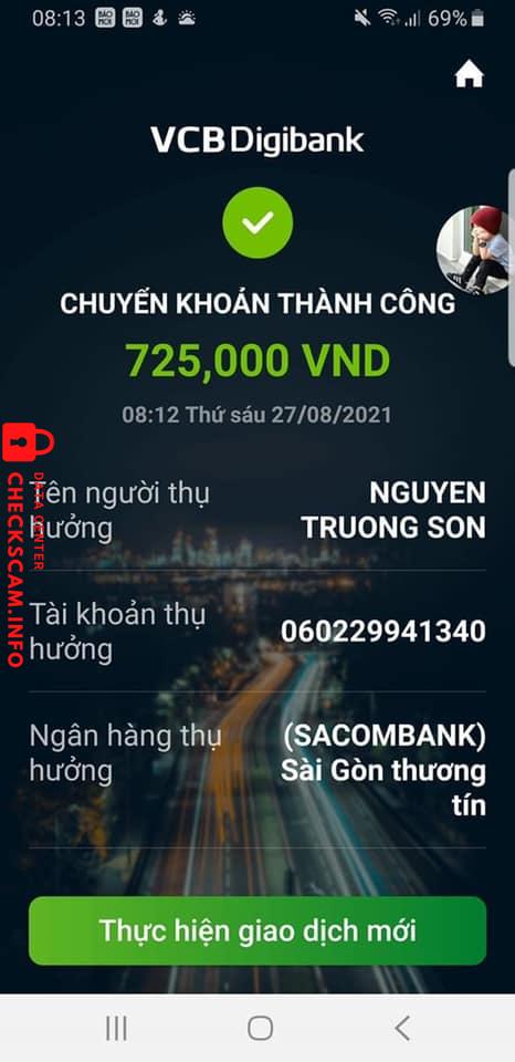 หลักฐานที่เป็นโทษต่อ Nguyễn Trường Sơn