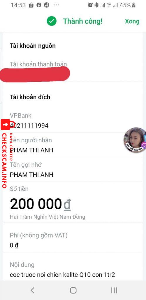 Αποδεικτικά στοιχεία κατά Pham Thi Anh