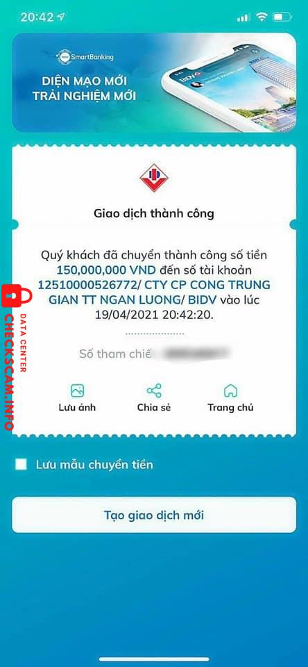 Αποδεικτικά στοιχεία κατά Cty CP Cong Trung Gian TT Ngan Luong
