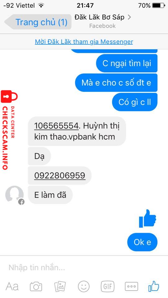 Αποδεικτικά στοιχεία κατά Huỳnh Thị Kim Thảo