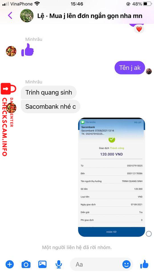 Αποδεικτικά στοιχεία κατά Trịnh Quang Sinh